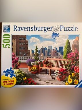 Ravensburger 500 piece Rooftop Garden” with Bright Floral Pots